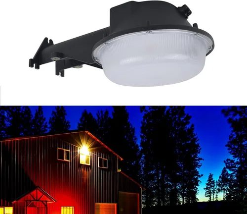 Vista 7 de Luz LED de granero de 24 W, luz de patio al aire libre del atardecer al amanecer con fotocélula 4000 K, luz diurna cálida 2,250 lm, reemplazo de 100