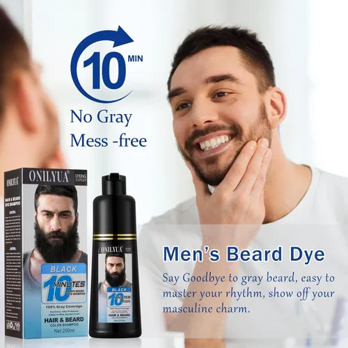 Vista 5 de Champú de tinte de barba negro 3 en 1 para hombre, color más simple