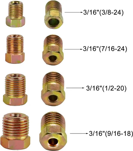 Vista 6 de Kit de tubos de línea de freno MuHize de 3/16 pulgadas x 25 pies con 16 accesorios de estriado - Rollo de acero recubierto con PVF resistente a