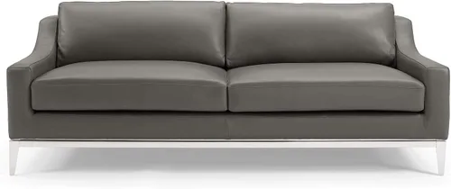 Vista 6 de Modway Arnés de sofá de cuero de 83.5" en gris con base de acero inoxidable