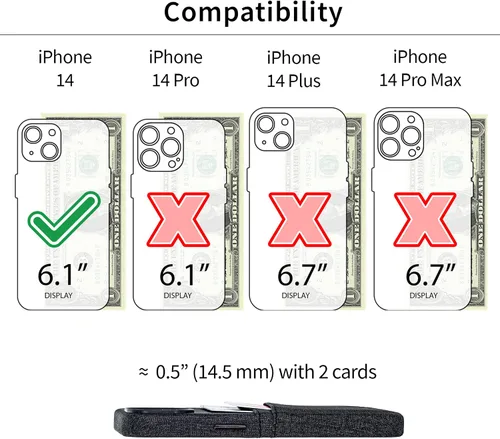 Vista 2 de Dockem Funda para iPhone 14 con placa de metal integrada para montaje magnético y 2 bolsillos para tarjetas: Cartera Luxe M2, piel sintética
