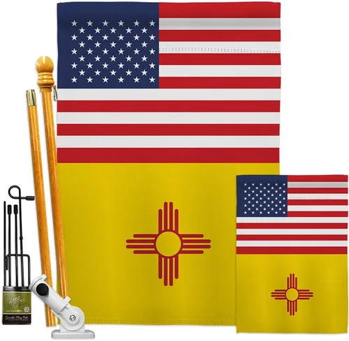 Vista 6 de US New Mexico Garden House Flags Set Americana States USA American Territories Republic Country Particular Area Small Decorative Gift Yard Banner