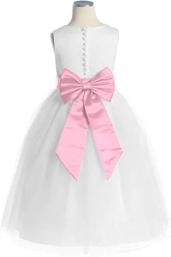 Vista 2 de Lito - Vestido de satén para niña con banda extraíble y falda de tul
