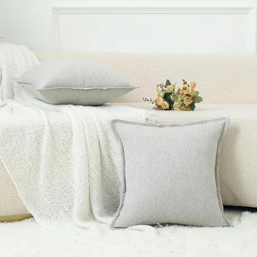 Vista 13 de LIGICKY Juego de 2 fundas de almohada de lino neutro de 18 x 18 pulgadas, fundas de almohada decorativas de color marrón caqui para sala de estar