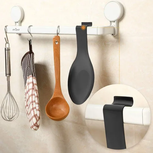 Vista 4 de Soporte de cuchara de acero inoxidable para encimera de cocina, utensilios de cocina, soporte para cucharón para estufa, resistente a la corrosión