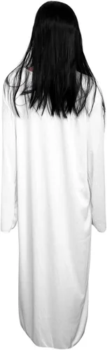 Vista 4 de Toyvian Vestido blanco, vestido de novia fantasma, traje de zombi blanco, traje de terror de Halloween, disfraz de terror, disfraz de fantasma