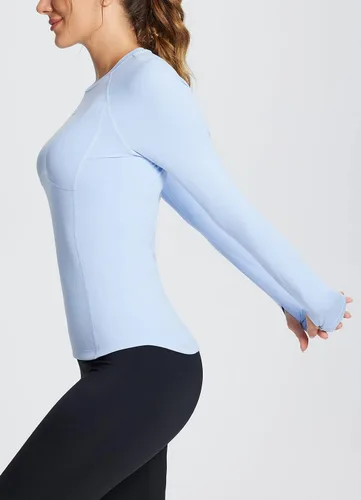 Vista 4 de BALEAF Women's Long Sleeve Workout Tops Compression Running Shirts Fitted Athletic Warm Thumbholes Quick Dry Yoga