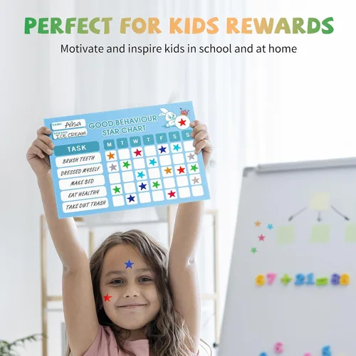 Vista 3 de ONEDONE Calcomanías de estrellas para niños, 10 colores, calcomanías de estrellas pequeñas, 2400 unidades, calcomanías de recompensa para niños