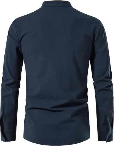 Vista 23 de JEMITOP Men's Pure Cotton Renaissance Lace Up Shirt Verde militar