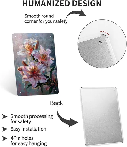 Vista 3 de Abstract Floral Pattern Aesthetic Metal Tin Sign Wall Decor Retro Sign for Home Living Room Bedroom Coffee Wall Decor Halloween Christmas Gifts