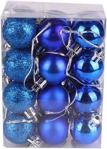 Vista 9 de QueenBox® 24 bolas de Navidad de plástico de 1.18 pulgadas para decoración de árbol de Navidad, vacaciones y fiestas