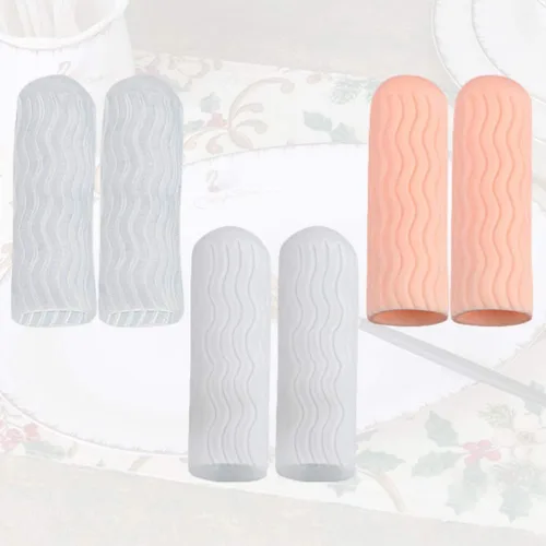 Vista 4 de 3 pares de protectores para cunas de goma para coser en la punta de los dedos, protectores de pegamento caliente, fundas protectoras, guantes