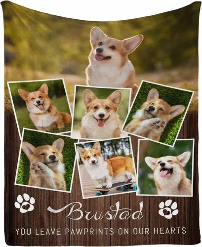 Vista 39 de InterestPrint Manta de perro personalizada en memoria amorosa de la pérdida con imágenes y nombre, regalo personalizado de recuerdo de condolencias
