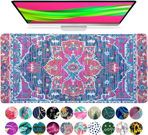 Vista 18 de French KOKO Alfombrilla de escritorio grande para mouse de 15 x 30 pulgadas, protector de escritorio floral extendido para teclado y mouse Llámame