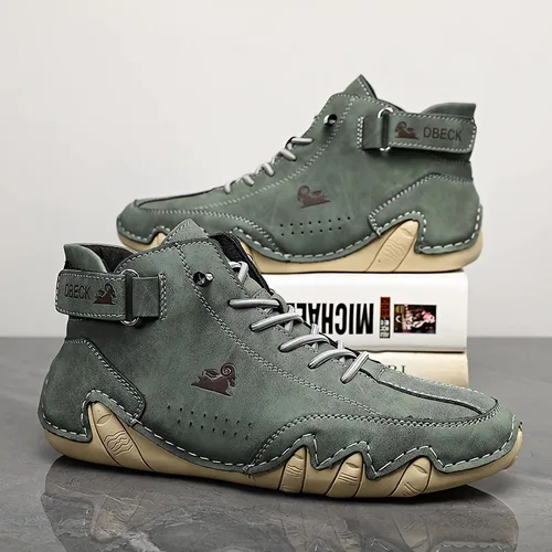 Vista 36 de JishinGal Botas Chukka de ante para hombre, ligeras, descalzas, para caminar, al aire libre, informales, italianas, hechas a mano, de caña alta, sin