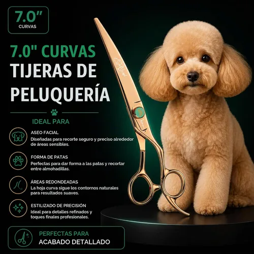 Vista 3 de Kenchii Rose - Tijeras de aseo para perros de 7 pulgadas, curvadas