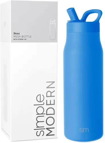Vista 46 de Simple Modern Botella de agua con tapa de pajilla Termo de acero inoxidable aislado Botellas de agua reutilizables para viajes para gimnasio