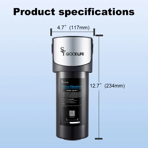 Vista 6 de Filtro de agua ultra Q5-UF11,0.01 micrones, sistema de filtración de agua debajo del fregadero, reduce PFAS, PFOA/PFOS, metales pesados, cloro, mal