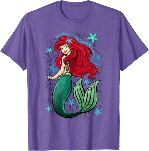 Vista 6 de Disney The Little Mermaid - Camiseta con notas musicales de Ariel, talla S Blanco