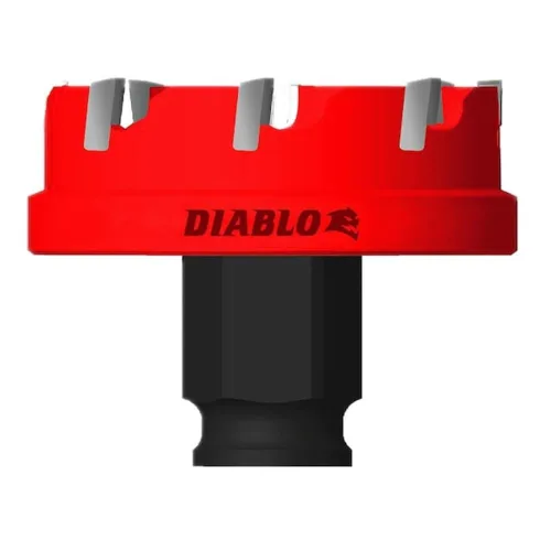 Vista 4 de Diablo Cortador de agujeros de dientes de carburo Demon de acero con sistema de mandril de bloqueo a presión, ideal para perforar agujeros precisos