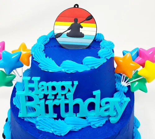 Vista 3 de Juego de decoración para pastel de cumpleaños con temática de kayak de 7 piezas para kayak