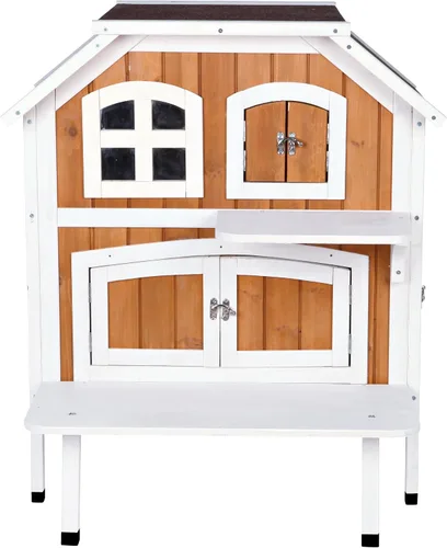 Vista 7 de TRIXIE Casa para gatos con balcón, casa elevada para gatos, refugio resistente a la intemperie, ideal para gatos y perros pequeños, 17.5 x 17.5 x