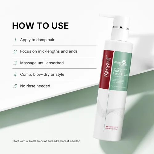 Vista 5 de Karseell Crema de Proteína Reparadora Acondicionador Sin Enjuague Tratamiento Capilar Crema de Proteína Orgánica para Cabello Seco Dañado