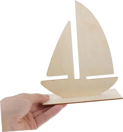 Vista 5 de VILLCASE 10 unids DIY Barco Forma Virutas de Madera Sin Terminar Pintura Base de Arcilla para Decoración al Aire
