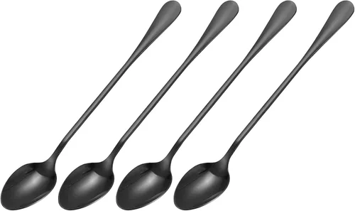 Vista 8 de uxcell Juego de 4 cucharas de mango largo, cuchara de helado de acero inoxidable de 7.5 pulgadas, cucharas de café para mezclar, bebidas, café (azul)