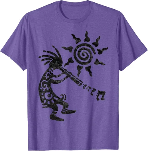 Vista 8 de Native American Kokopelli Musican With Flute 2 - Camiseta divertida para fanáticos, Blanco, S
