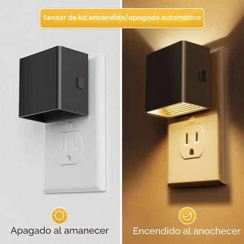 Vista 3 de L LOHAS - Luz nocturna LED enchufable a la pared, sensor de atardecer a Negro