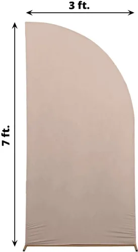 Vista 117 de Efavormart - Juego de 4 fundas de elastano beige para arco de media luna, fundas de telón de fondo Chiara de 2.5 pies a 7 pies para escenarios