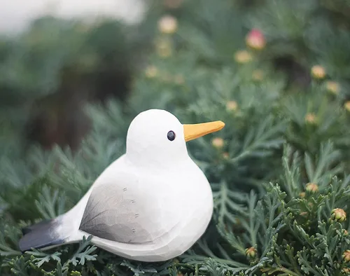 Vista 5 de Figura de pájaro gaviota tallada a mano en madera, pequeña decoración de pájaro para el hogar, estatua de pájaro para decoración de estante (gaviota)