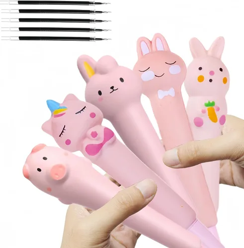 Vista 8 de Cestas de Pascua Kawaii Squishy Pen 4 piezas lindos y divertidos bolígrafos para bolígrafos estacionarios y geniales para regalos adolescentes