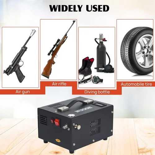 Vista 5 de Compresor de aire PCP 4500 PSI 30 MPa alimentado por automóvil de 12 V CC o hogar de 110 V CA con convertidor, bomba compresora de tanque