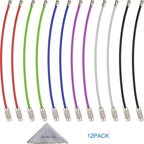 Vista 8 de Llavero Wisdompro, aros de cable de acero inoxidable de 116 pulgadas, para colgar equipaje, tarjetas, etiquetas, etc