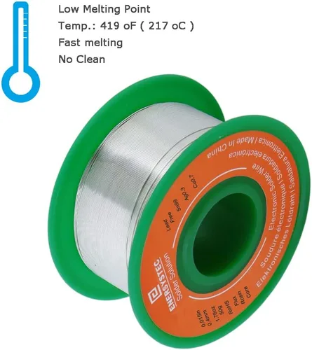 Vista 4 de Alambre de soldadura de 0.016 in calibre extra fino 0.015 pulgadas de diámetro núcleo de flujo de colofonia sin plomo 1.76 oz 1.76 oz Sn99 Ag0.3