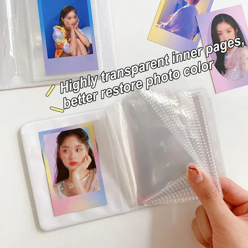 Vista 5 de Mini álbum de fotos de 40 bolsillos, soporte para tarjetas fotográficas Kpop de 3 pulgadas, carpeta pequeña para tarjetas fotográficas, carpeta