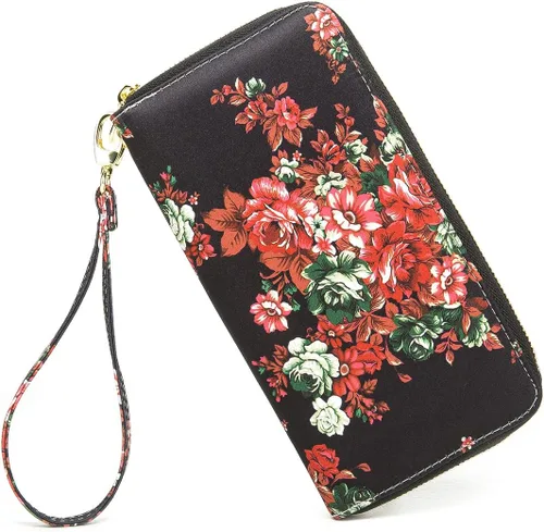 Vista 165 de Cartera de mano para mujer, estilo bohemio, con RFID, elegante, espaciosa con correa para viajes, capacidad para tarjetas, teléfono, dinero