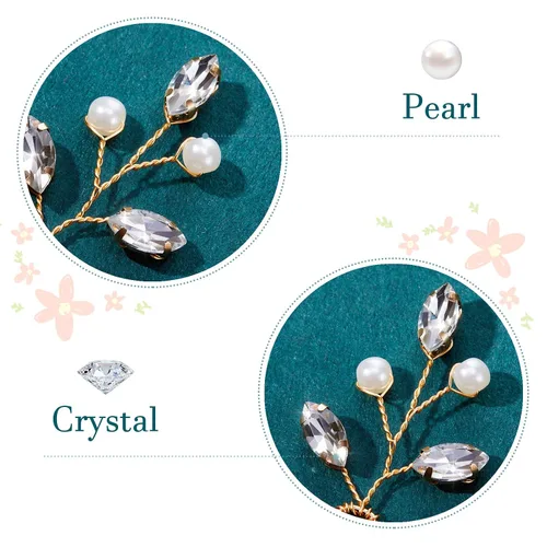 Vista 6 de Syhood 6 horquillas para el pelo de novia de cristal de perlas con diamantes de imitación, horquillas para el pelo de boda, accesorios de graduación