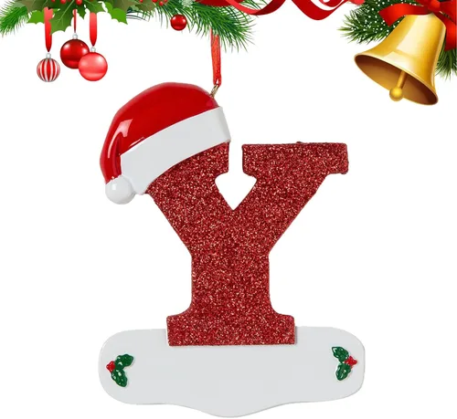 Vista 29 de Adornos de Navidad personalizados de 26 letras, mesa de decoración navideña para interiores (A)