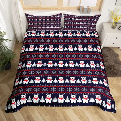Vista 15 de Feelyou Juego de ropa de cama de Navidad gris para niños, tamaño individual, funda de edredón enana de Navidad para niños, niñas, adolescentes