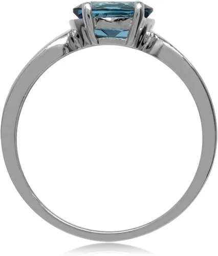 Vista 3 de Silvershake 8x6mm Oval Shape White Gold Plated 925 Sterling Silver Solitaire Ring