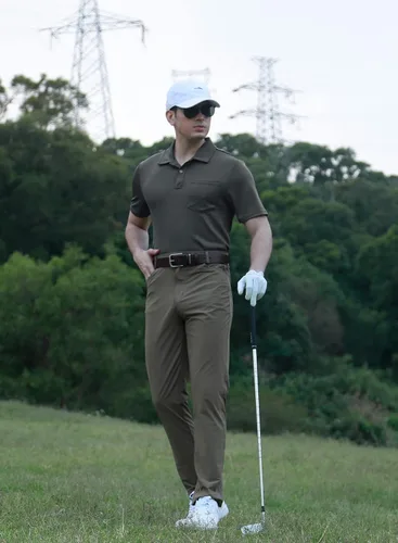 Vista 7 de Gopune Mens Short Sleeve Polo Shirts Quick Dry Outdoor Golf Shirts with Pocket