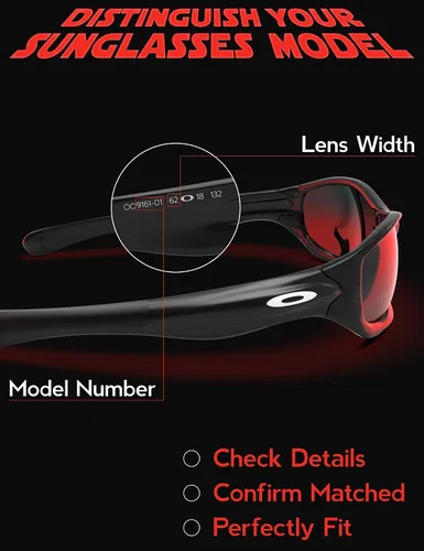 Vista 3 de Fiskr Lentes de repuesto polarizadas antiagua para gafas de sol Oakley Flak Jacket XLJ, paquete de 2 pares, Rojo fuego y azul hielo