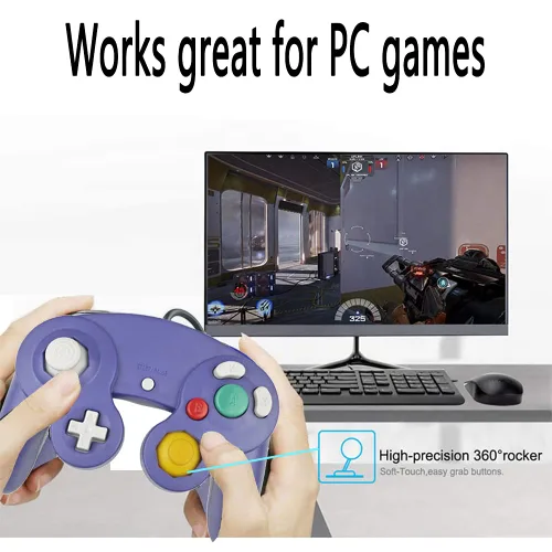 Vista 26 de Reiso Classic NGC Wired USB Controller for Windows PC MAC (Black)