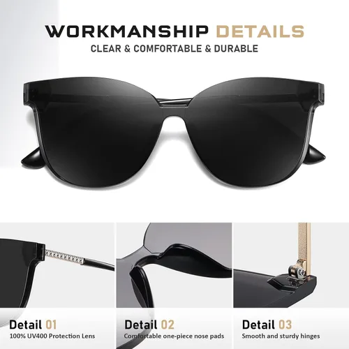 Vista 3 de Colrea Gafas de sol cuadradas clásicas para mujer sin marco modernas protección UV CL22001