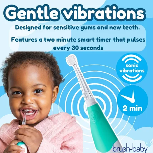 Vista 5 de brush-baby Cepillo de dientes eléctrico BabySonic para bebés y niños pequeños de 0 a 3 años - Temporizador LED inteligente y vibración suave