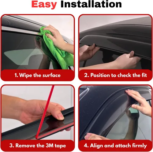 Vista 7 de KPY Protector de lluvia compatible con Toyota RAV4 1996-2000 (4 puertas), 4PC Visera de ventana Deflectores de ventilación de ventana lateral
