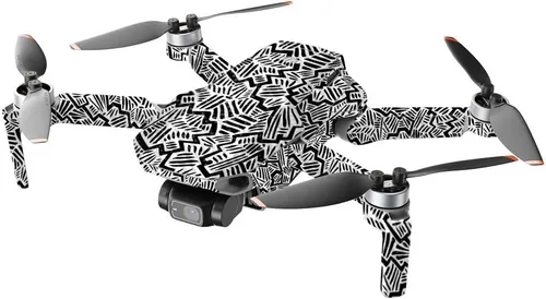 Vista 2 de MightySkins - Drone portátil de fibra de carbono compatible con DJI Mini 2, negro abstracto, acabado de fibra de carbono texturizado protector